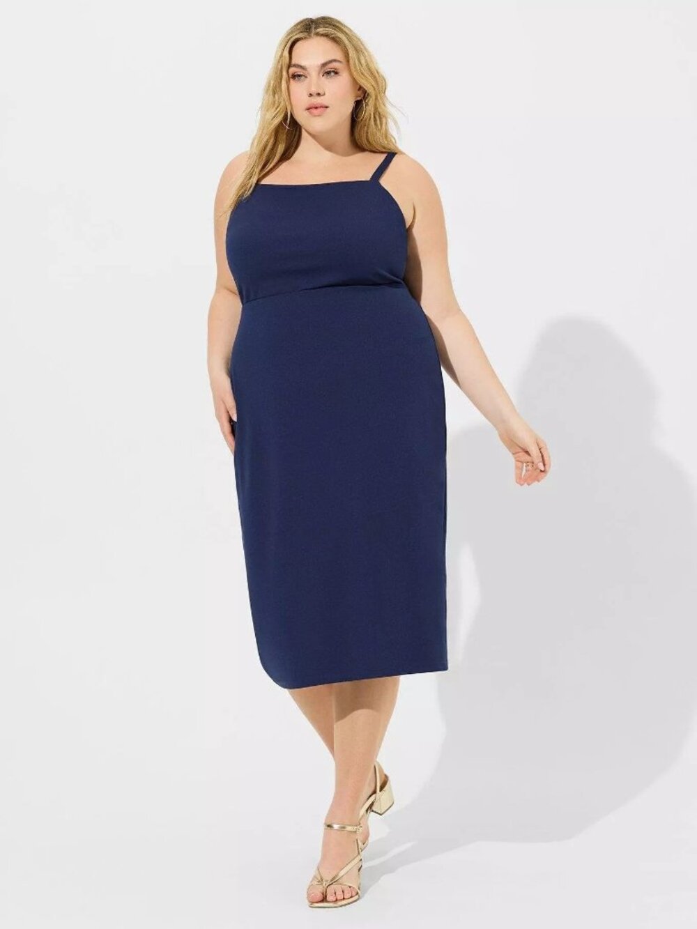 NWT - Torrid Size 3 Midi Crepe High Neck Dress Color Blue